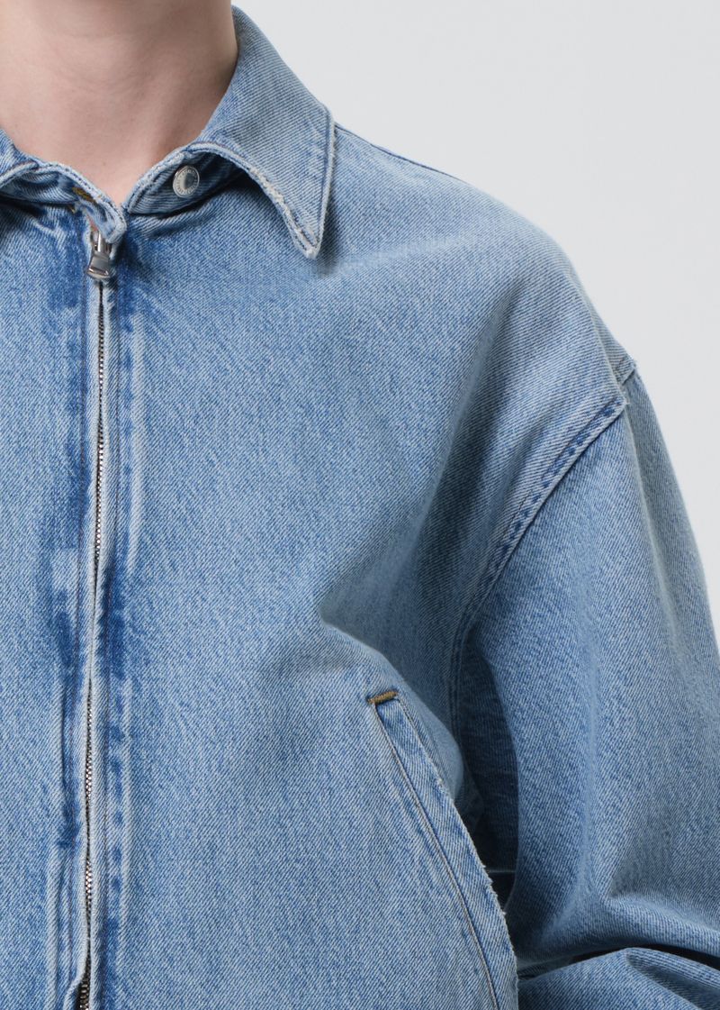 Nile Denim Blouson Jacket in Space close up