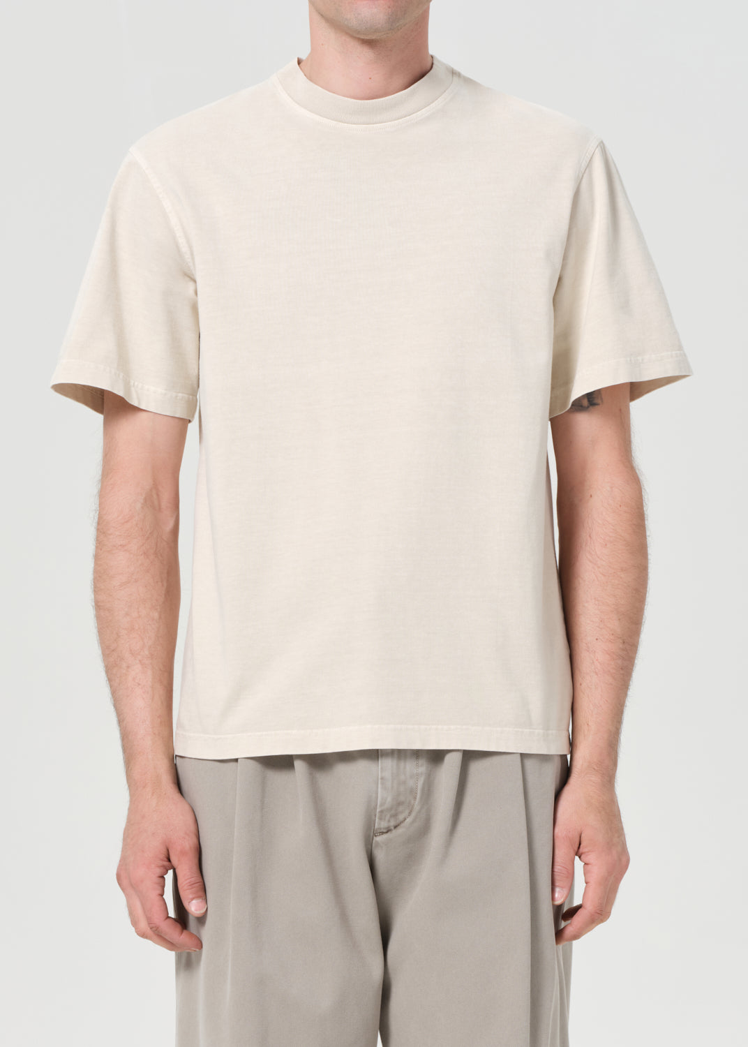 Asha Mock Neck Tee in Brown Rice Front