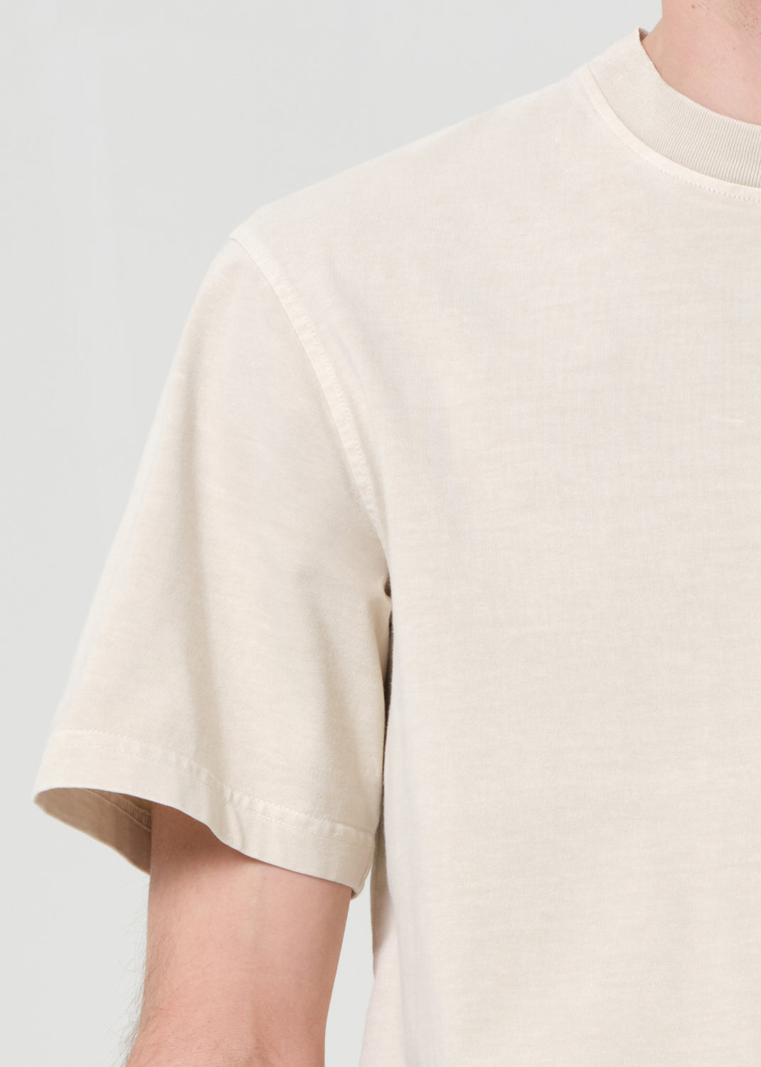 Asha Mock Neck Tee in Brown Rice Close Up