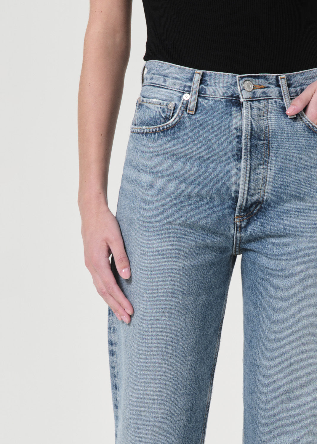 90's Pinch Waist High Rise Straight in Navigate close up