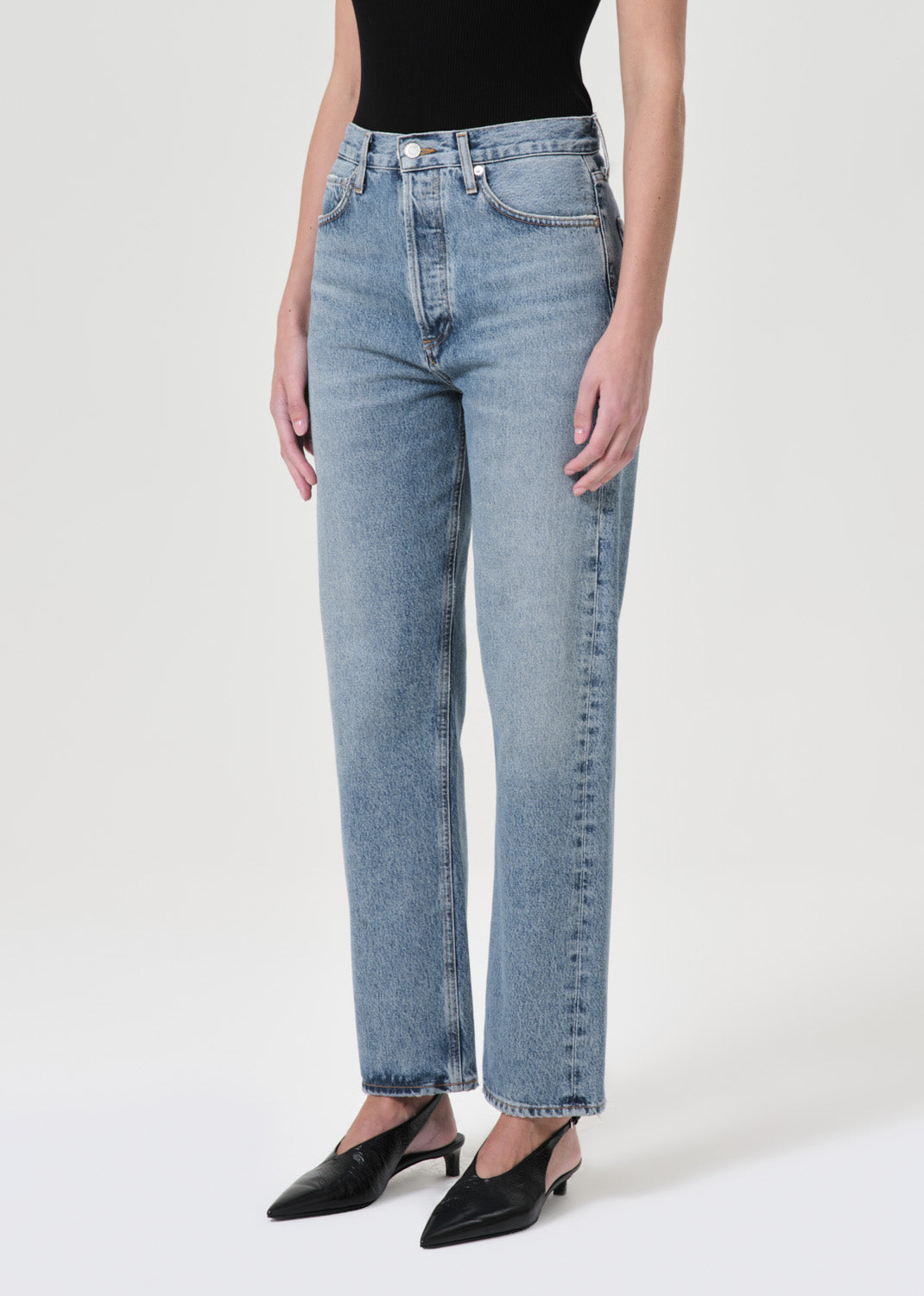 90's Pinch Waist High Rise Straight in Navigate close up