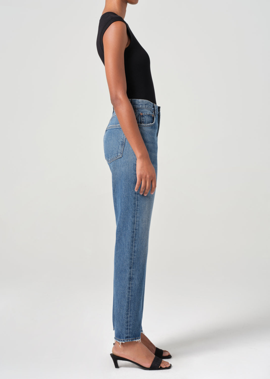 90's Pinch Waist High Rise Straight in Essence side