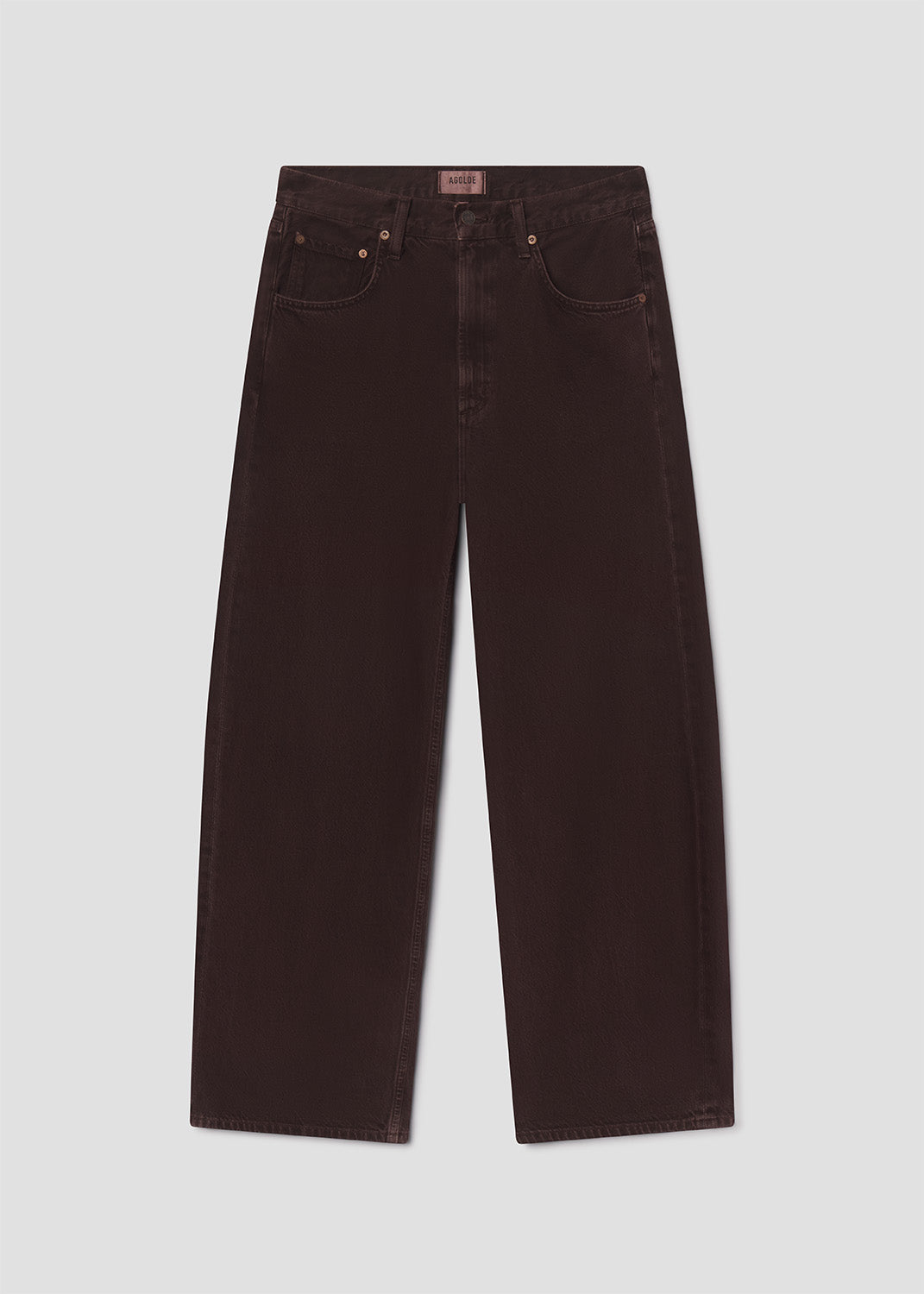 Brown jeans on a light gray background