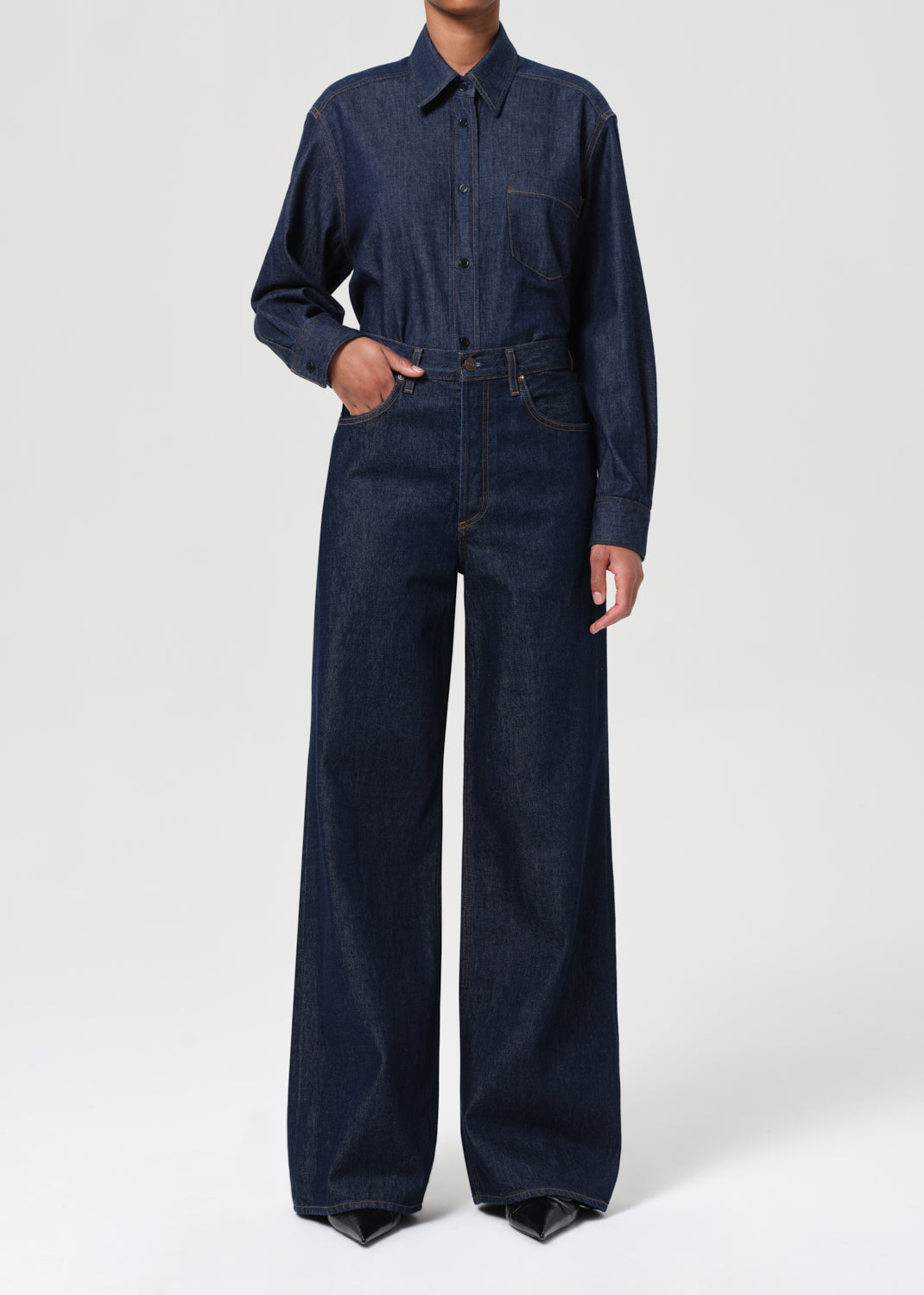 デニム・ジーパン AGOLDE FW25 'Dame' jeans (A1981535 FXLY) Dame High Rise Wide Leg No Cuff in Foxley – AGOLDE