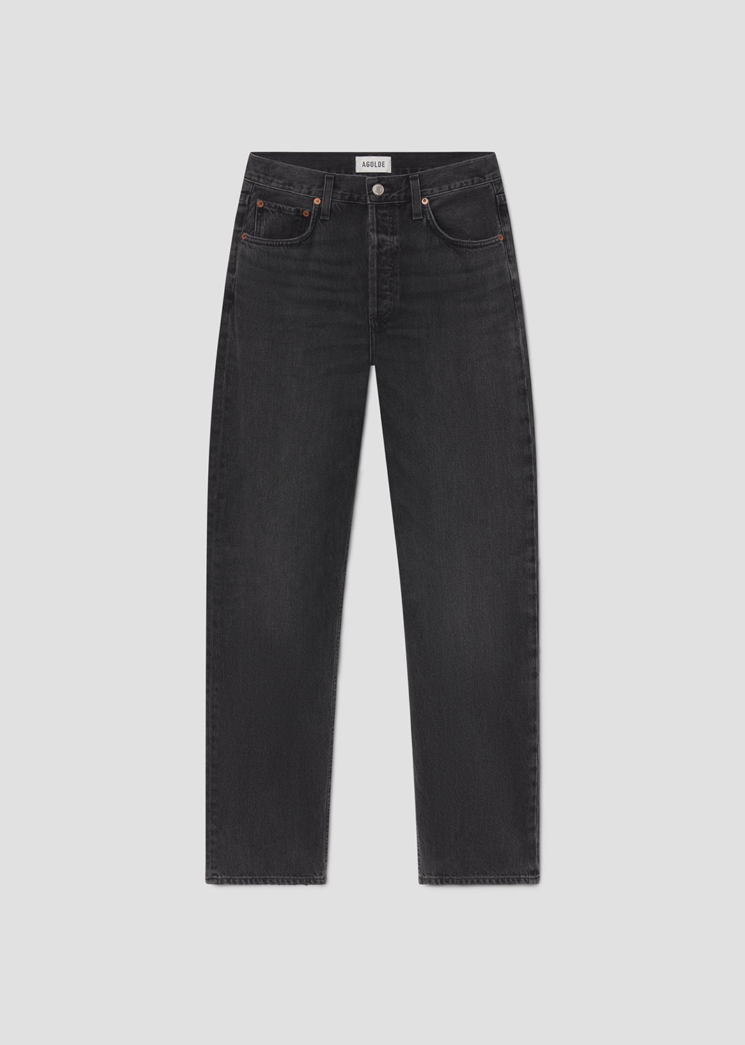 Black jeans on a light gray background