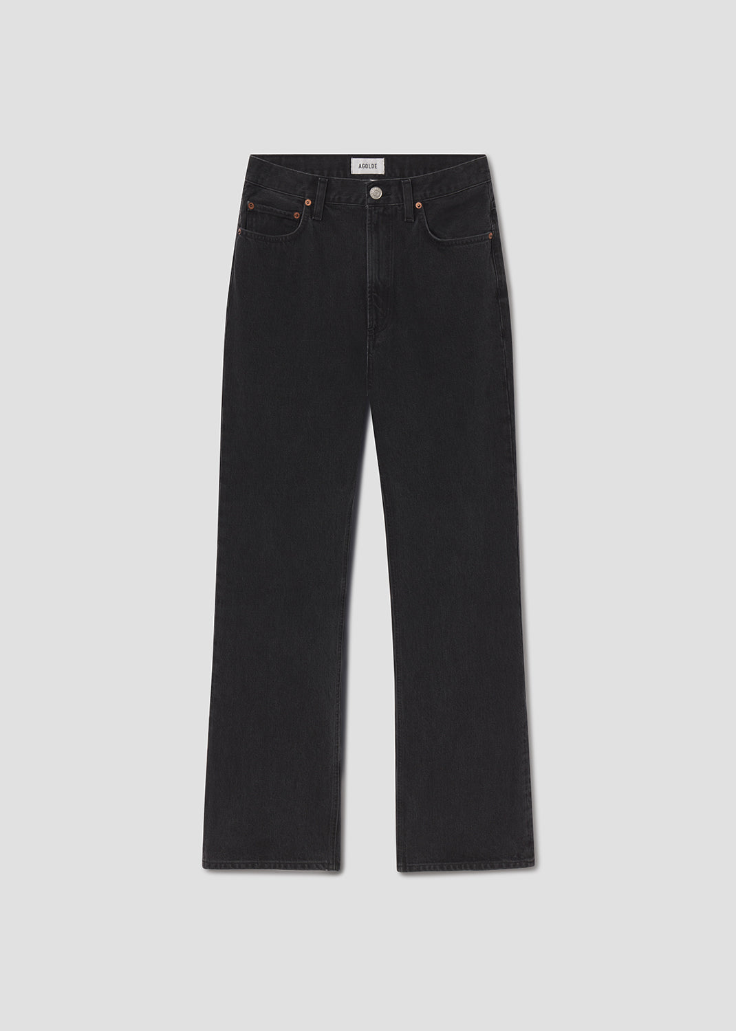 Black jeans on a light gray background