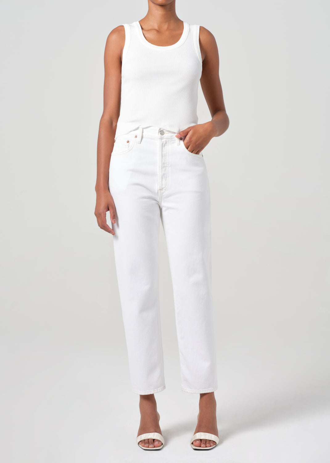 90'S Pinch Waist Crop in Marshmallow front