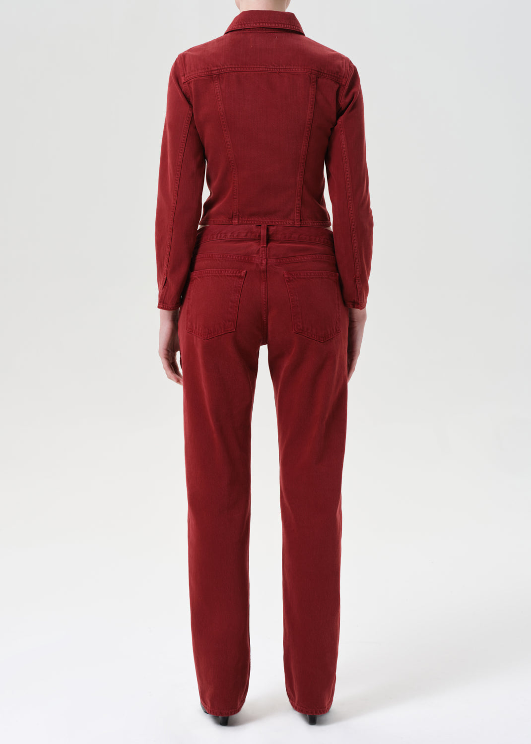 Red jumpsuit on a white background