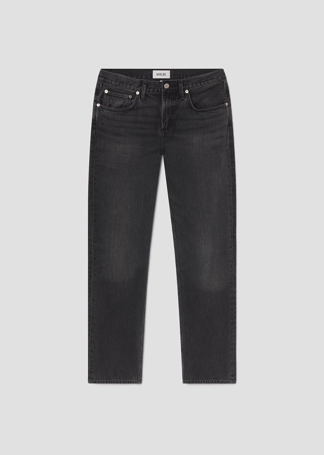 Black jeans on a light gray background