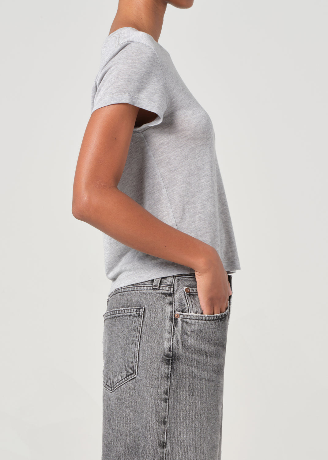 Adine Shrunken Tee in Grey Heather side