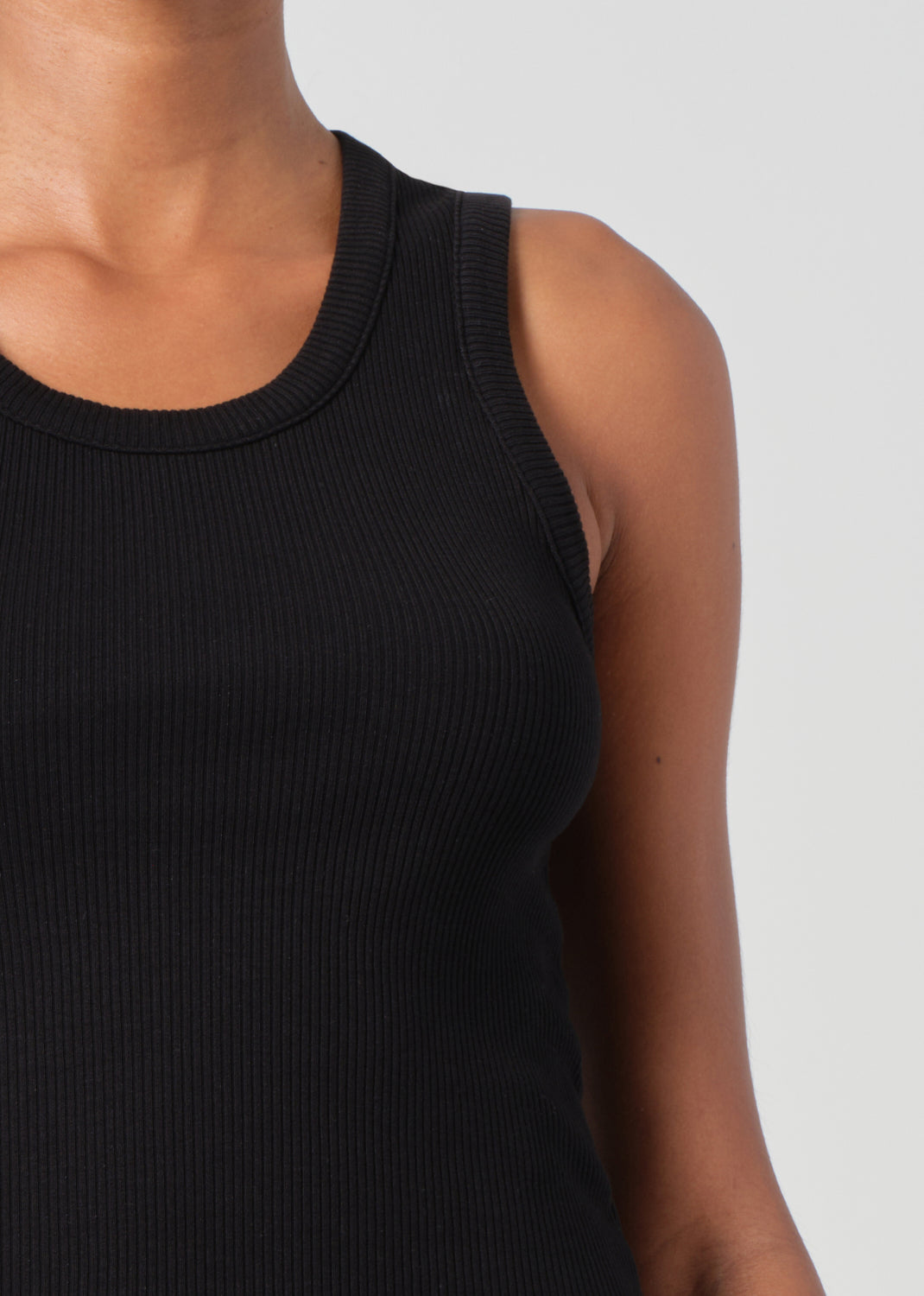 Shrunken Poppy Tank in Black close up