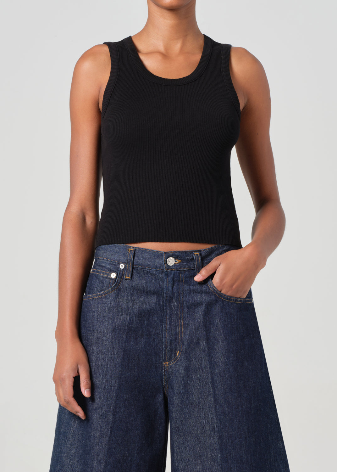 Shrunken Poppy Tank in Black front