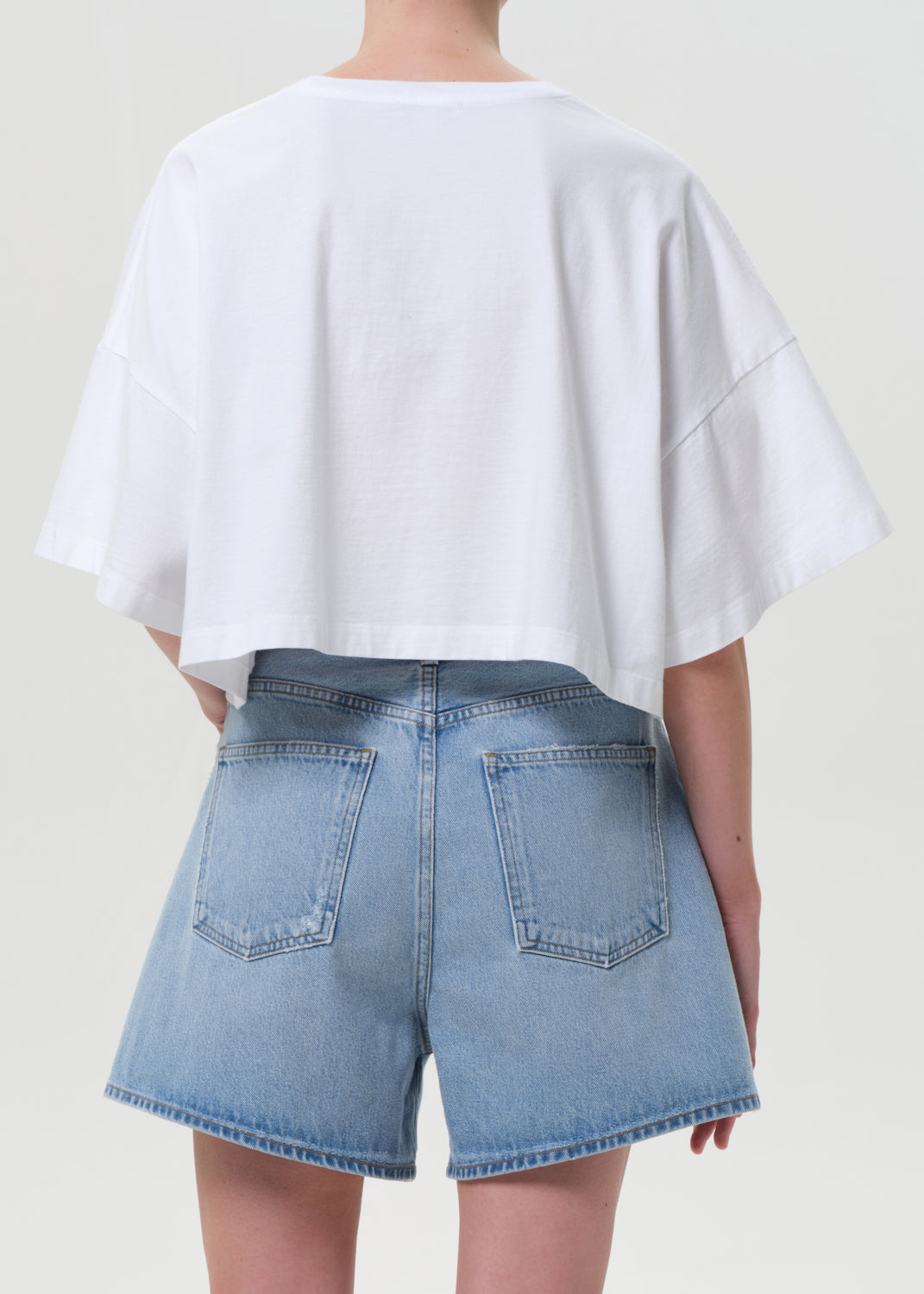 Arli Oversized Cropped Tee in White back