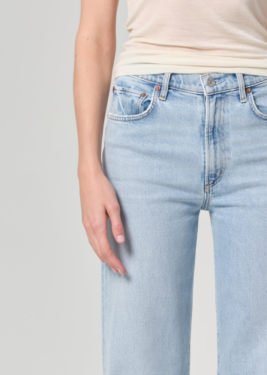 Harper Straight Jean (Stretch) in Beam close up