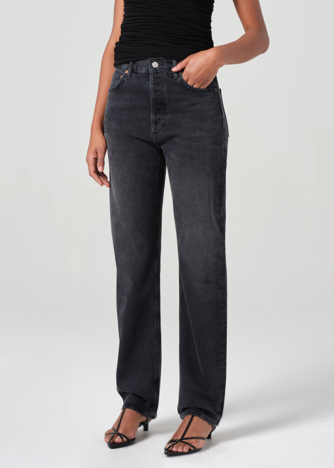 90's Pinch Waist High Rise Straight Long in Hitch