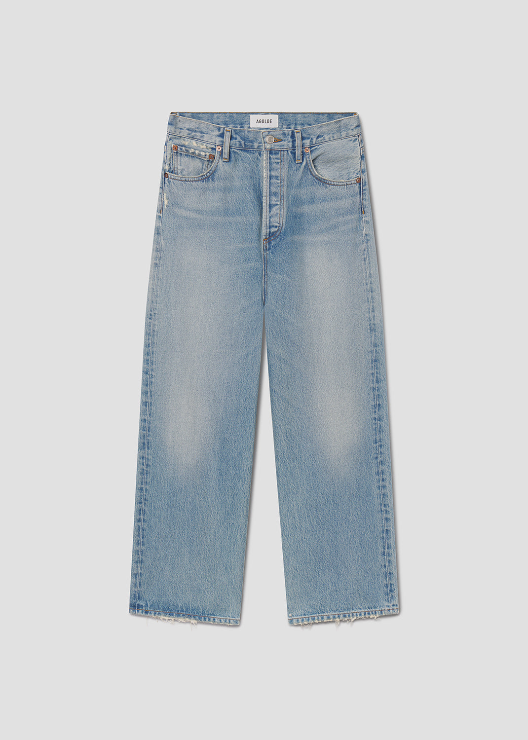 Light blue jeans on a white background