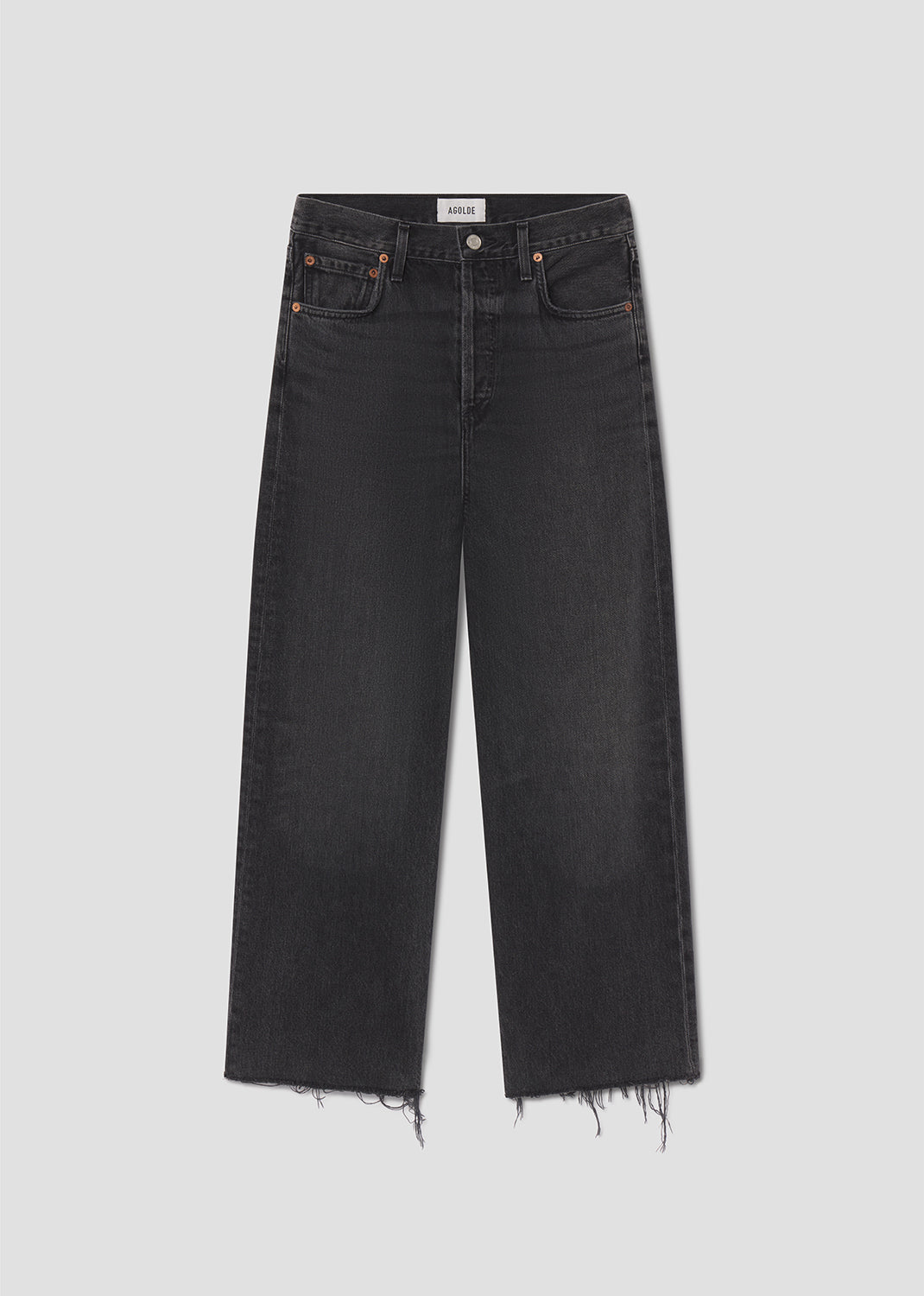 Black jeans on a light gray background
