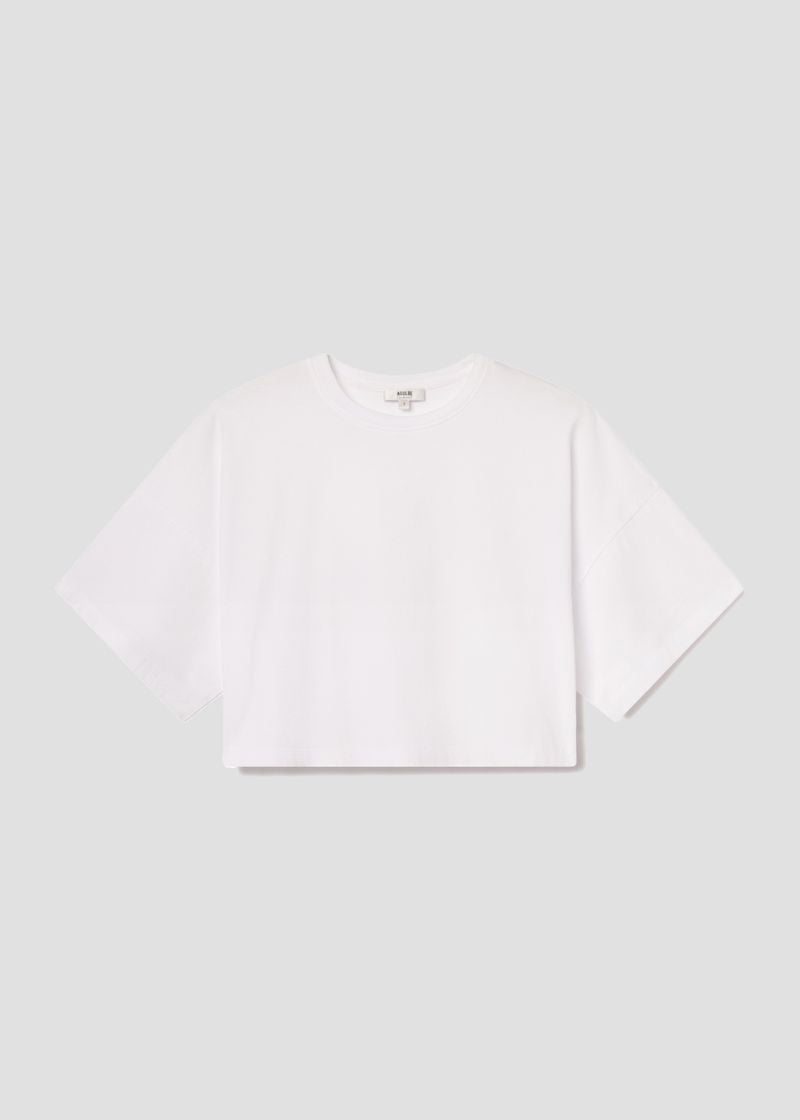 Arli Oversized Cropped Tee in White flat