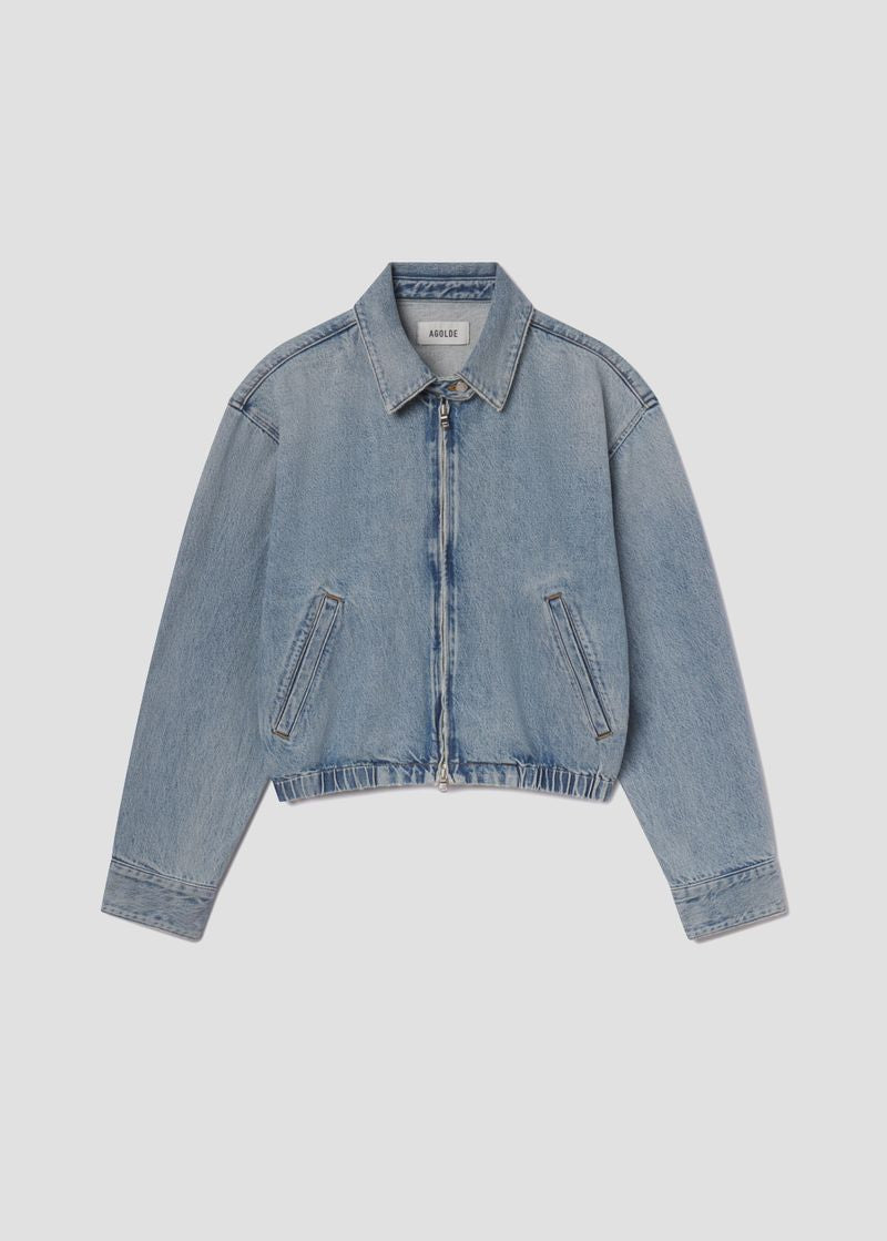 Nile Denim Blouson Jacket in Space flat
