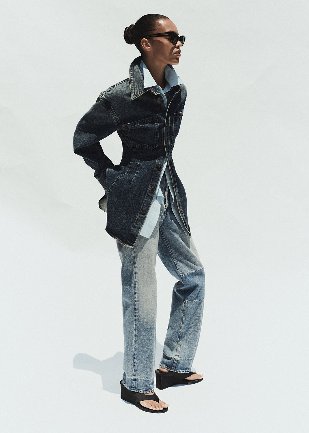 90's jean session wilma shirt form sona shirt fontana stripe powder blue