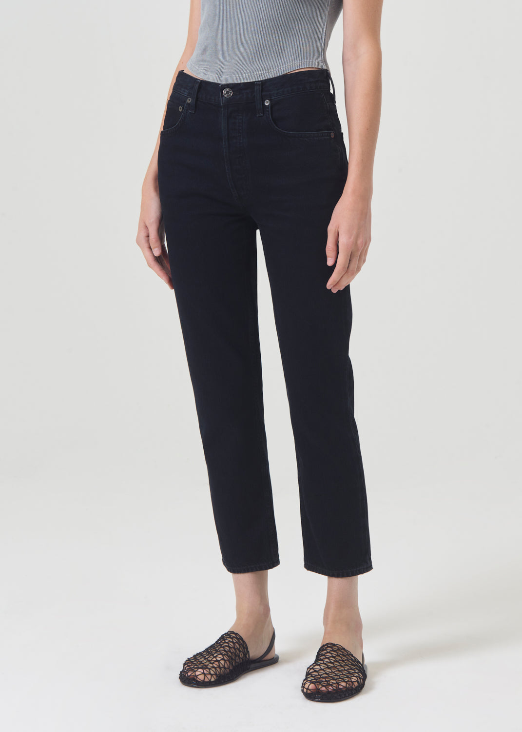 Deals AGOLDE Riley Ripped Crop Straight Leg Jeans