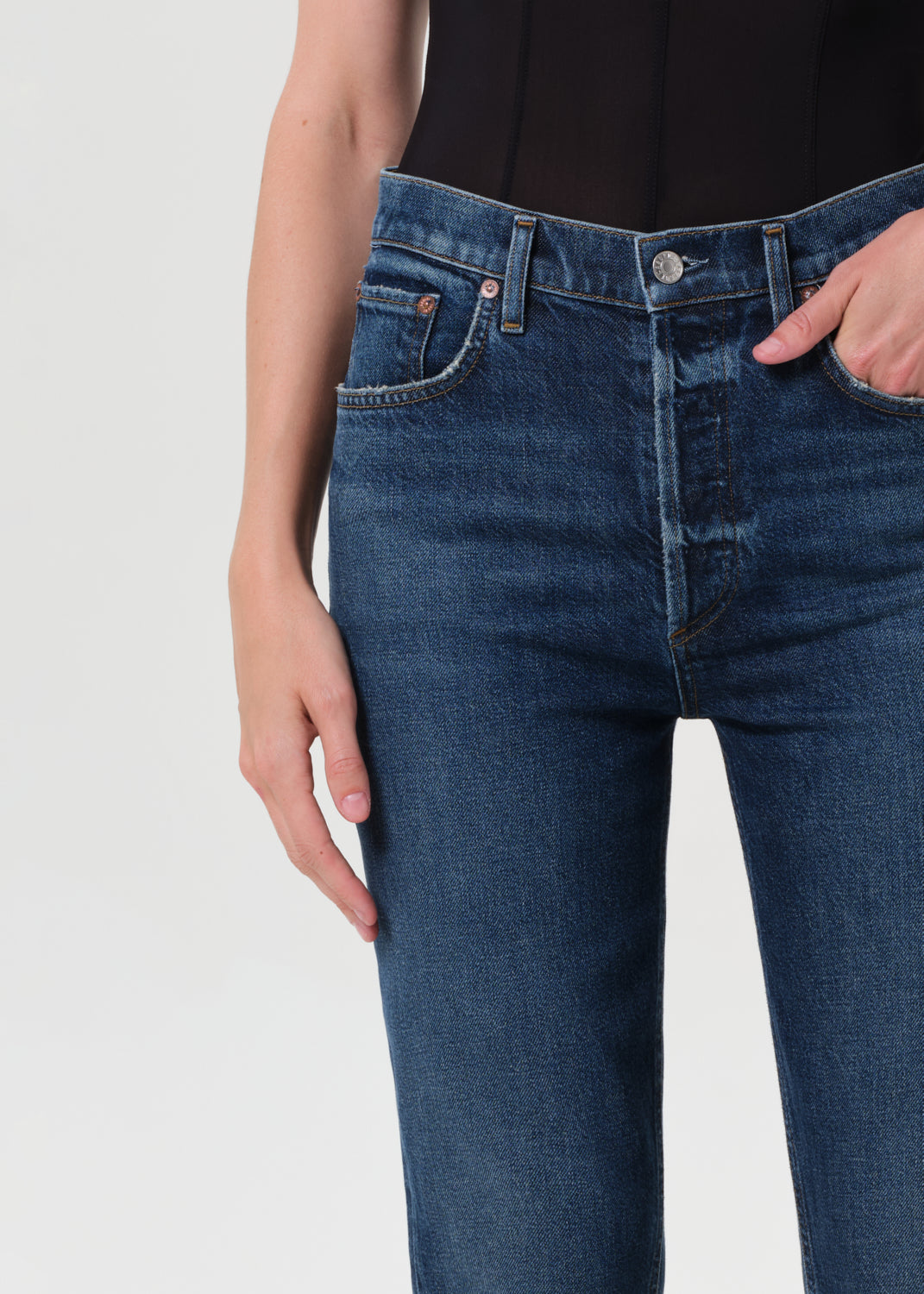 Riley High Rise Straight Crop (STRETCH) in Slick
