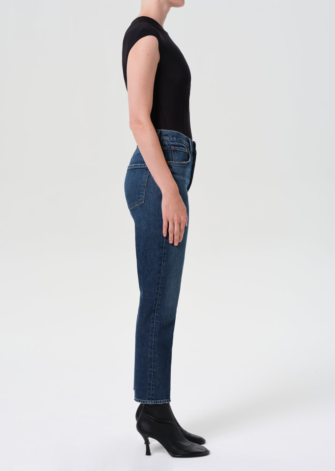 Riley High Rise Straight Crop (STRETCH) in Slick