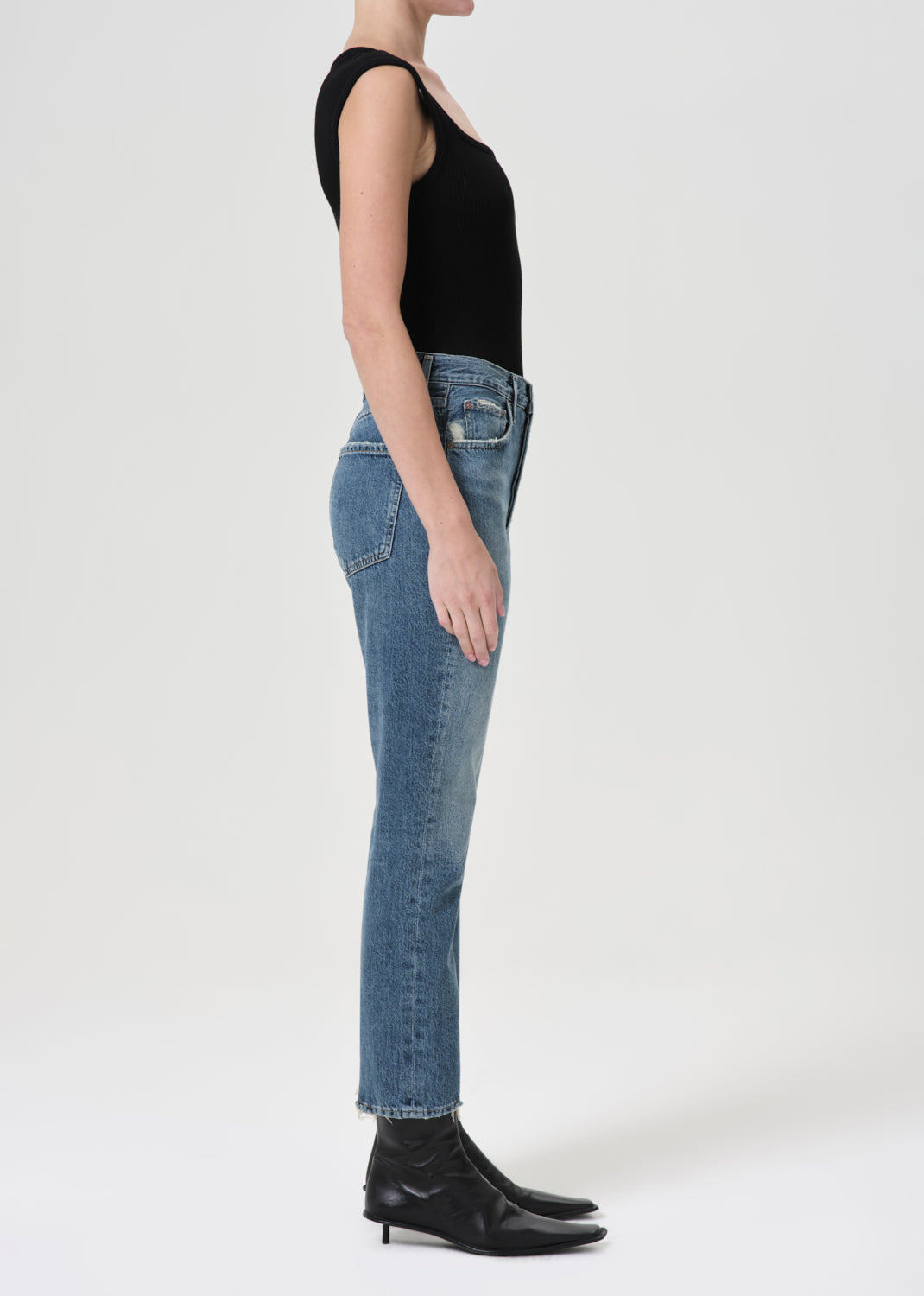 NWT AGOLDE Riley High Rise Straight Leg Crop Jeans 2024 in Edit Black