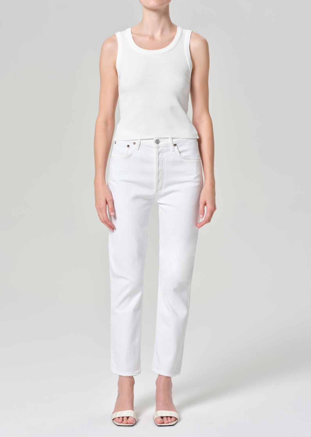 Riley High Rise Straight Crop (Stretch) in Sour Cream