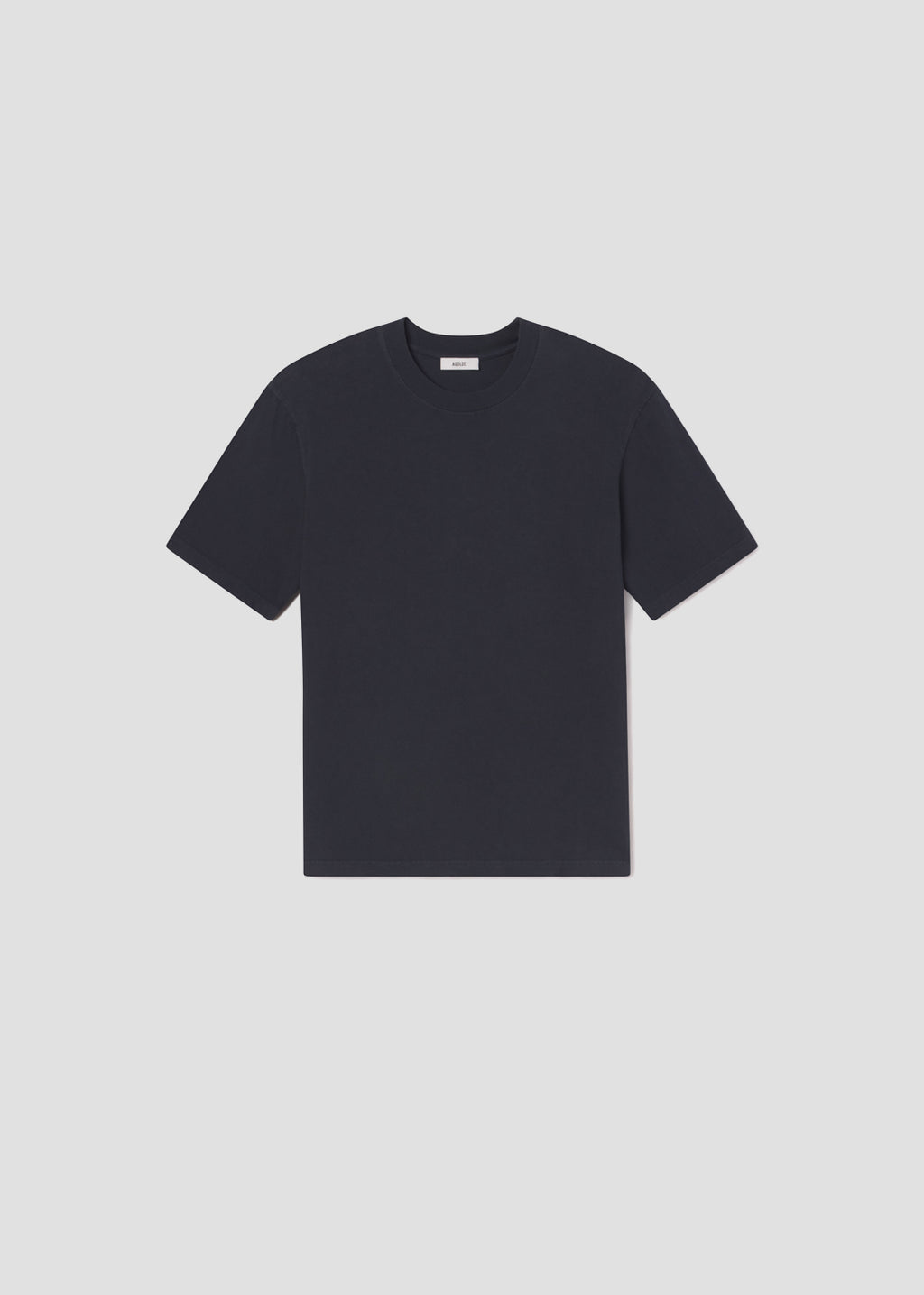 Dark blue t-shirt on a light gray background
