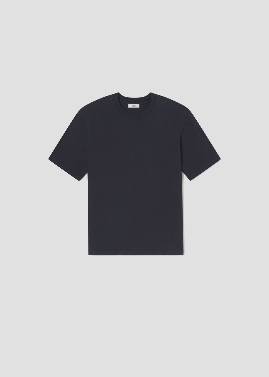 Dark blue t-shirt on a light gray background