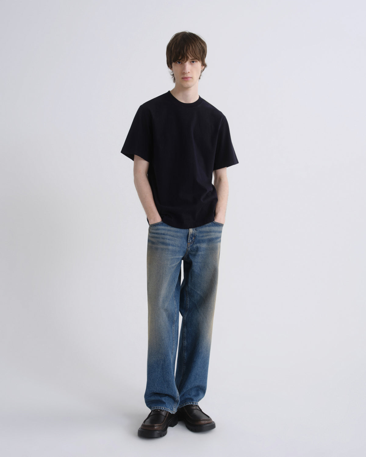 Asha Mock Neck Tee in Blackened Navy