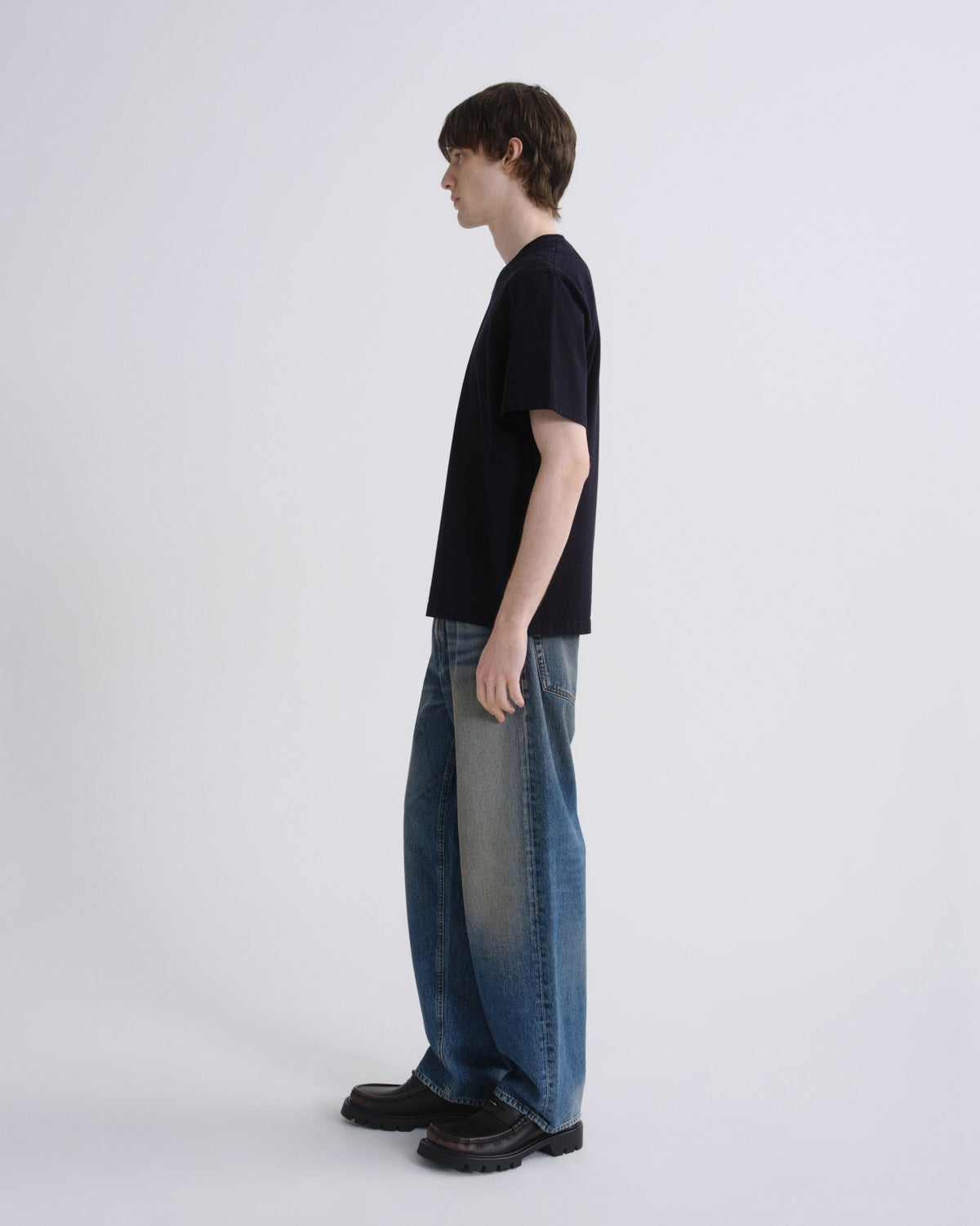 Asha Mock Neck Tee in Blackened Navy