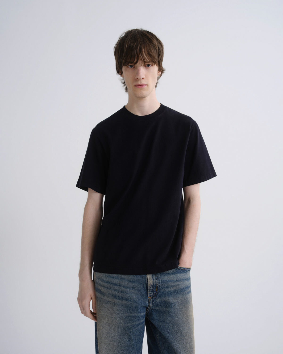 Asha Mock Neck Tee in Blackened Navy
