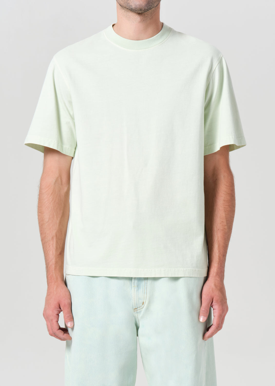 Asha Mock Neck Tee in Mint Cream