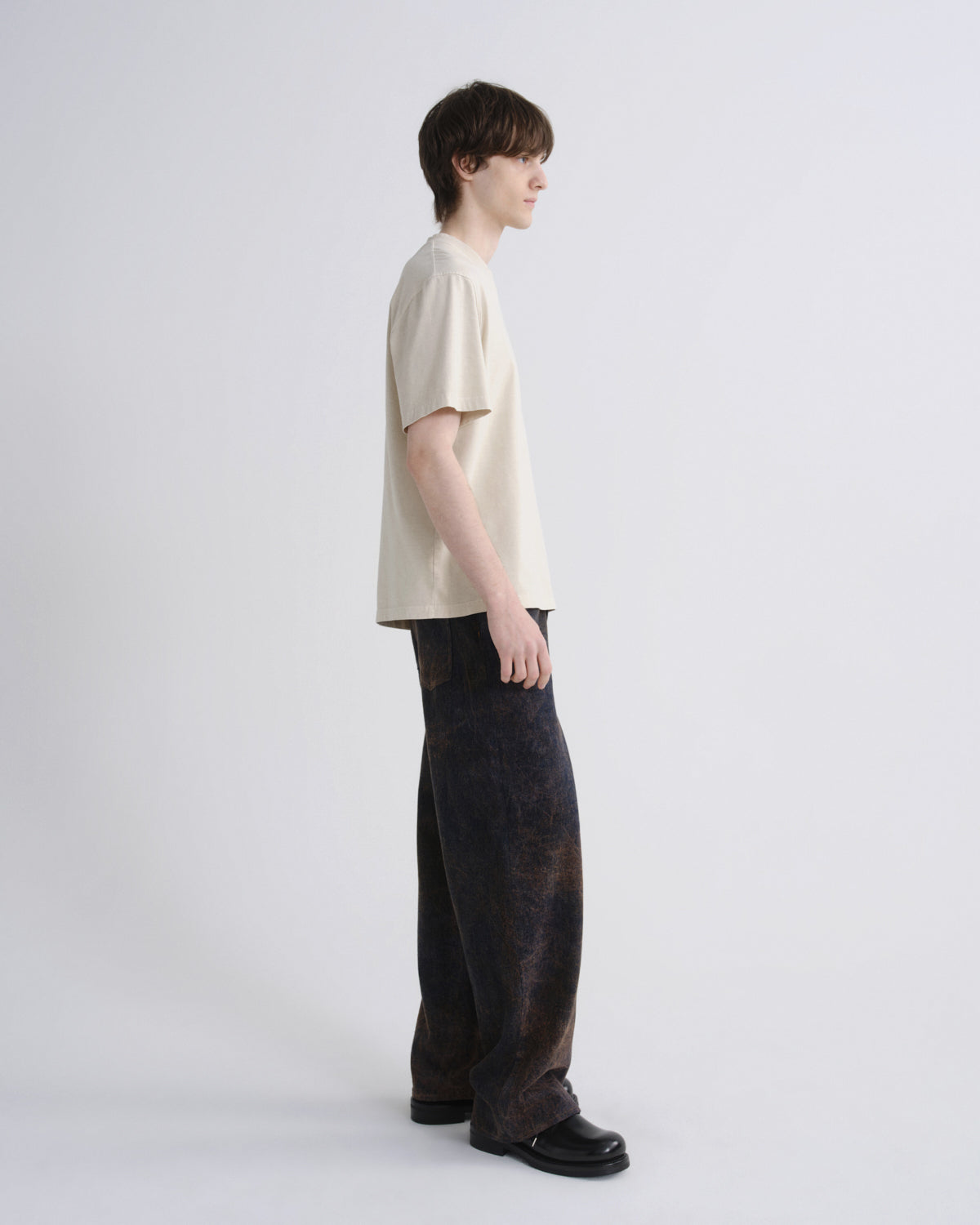 Asha Mock Neck Tee in Brown Rice