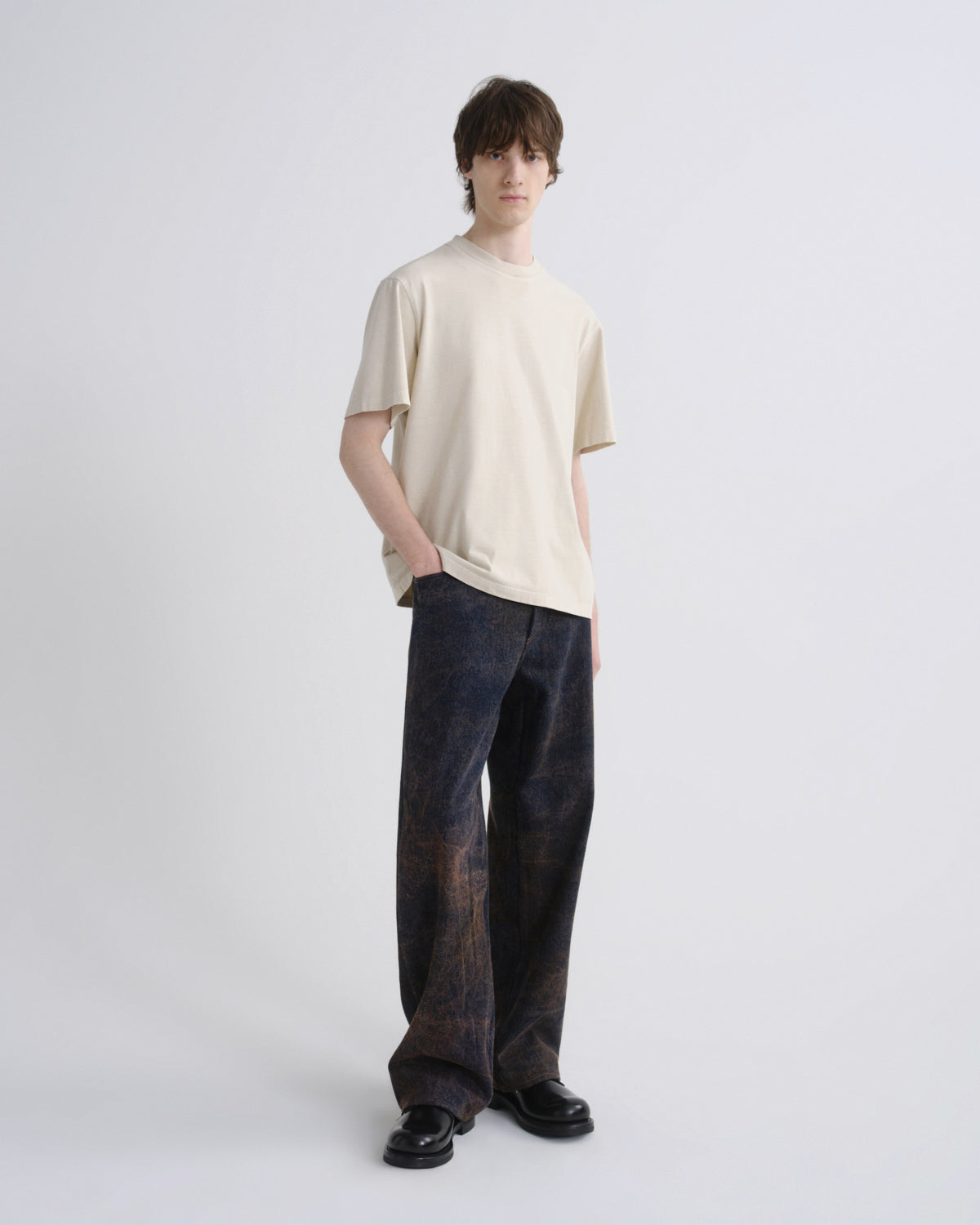 Asha Mock Neck Tee in Brown Rice