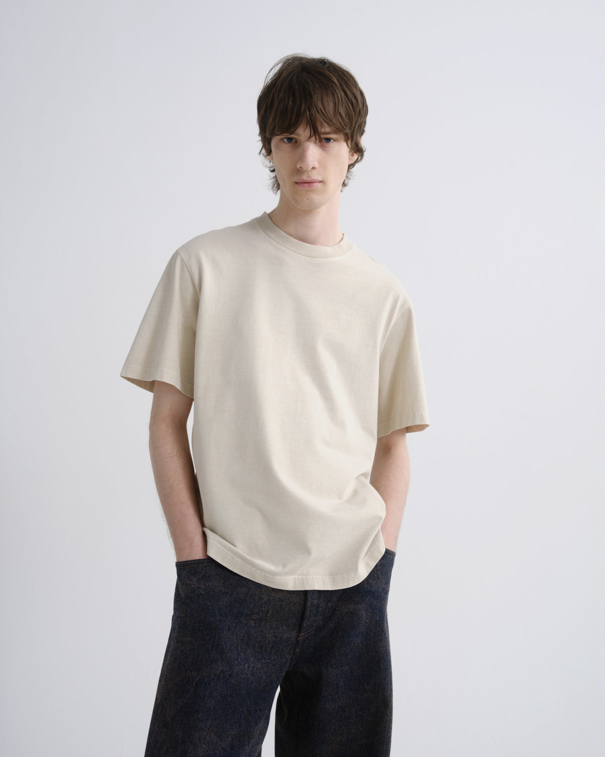 Asha Mock Neck Tee in Brown Rice