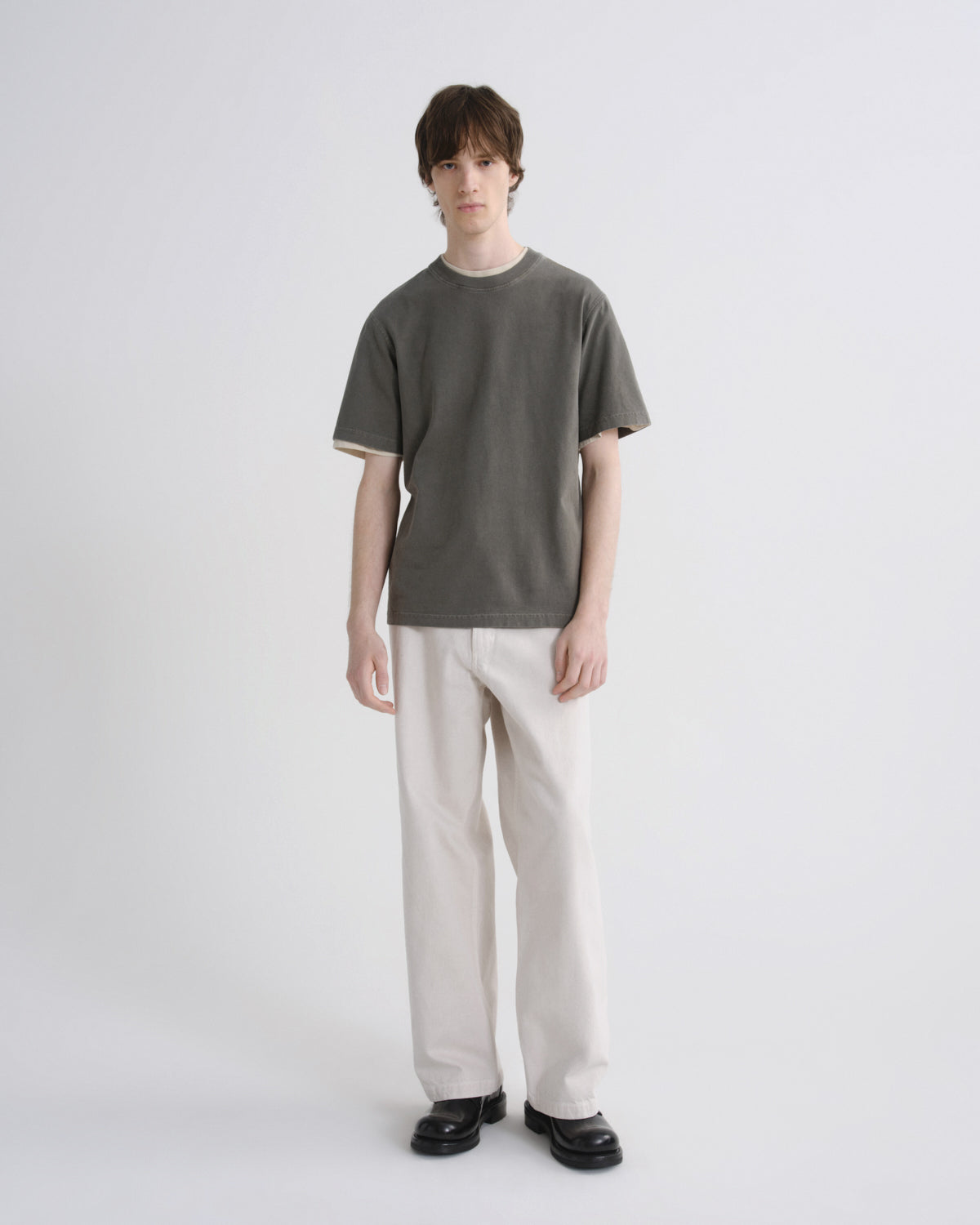 Asha Mock Neck Tee in Millstone