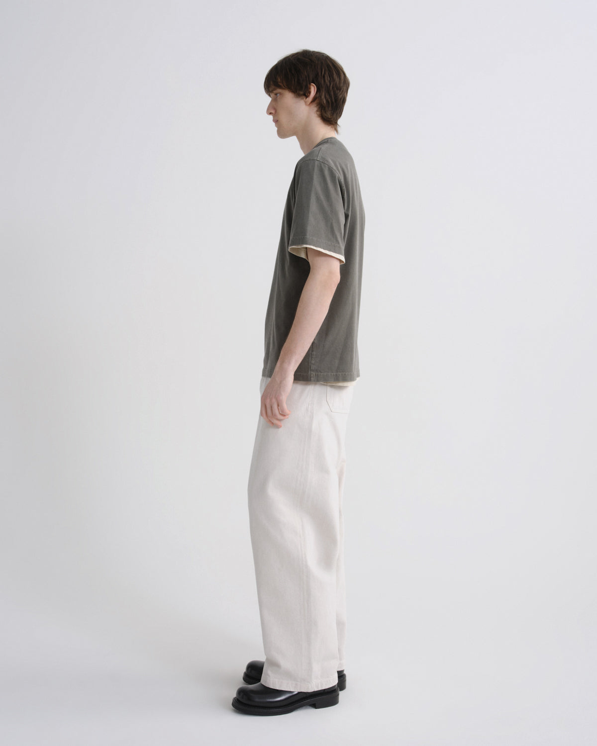 Asha Mock Neck Tee in Millstone