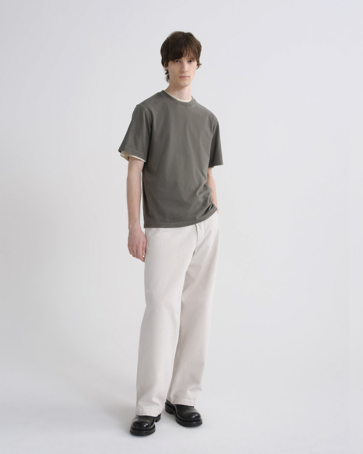 Asha Mock Neck Tee in Millstone