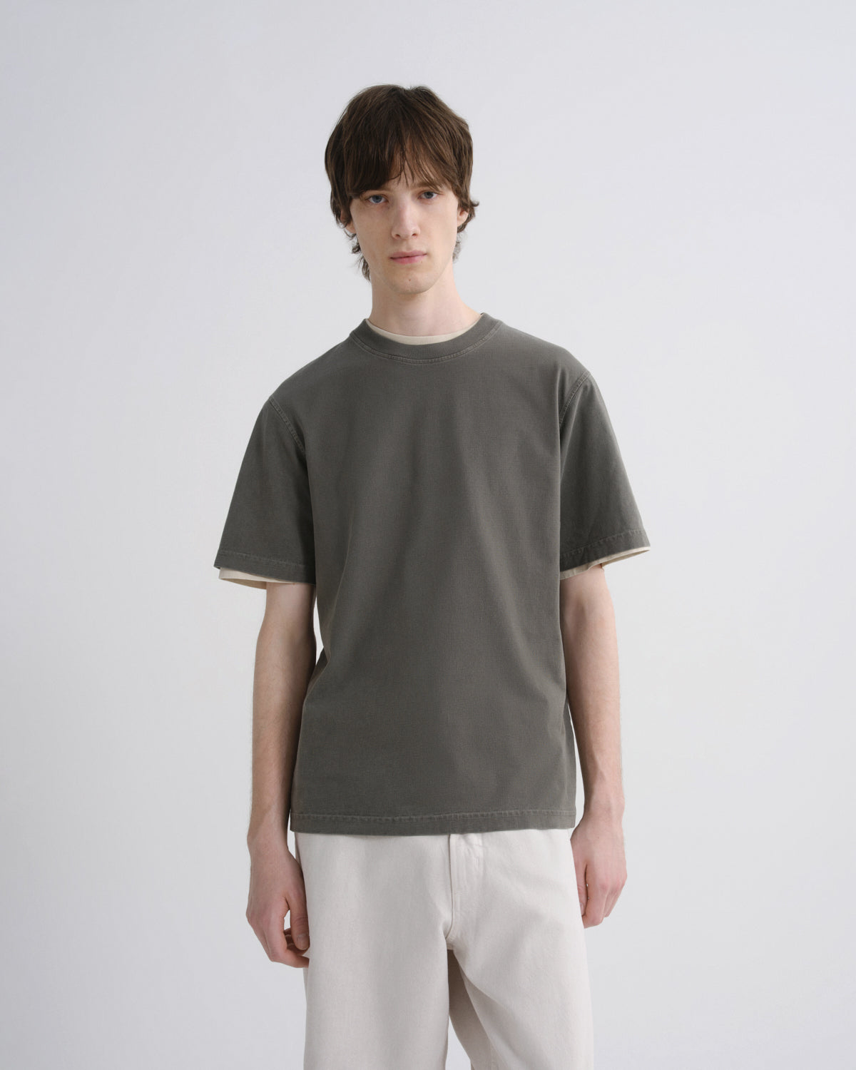 Asha Mock Neck Tee in Millstone