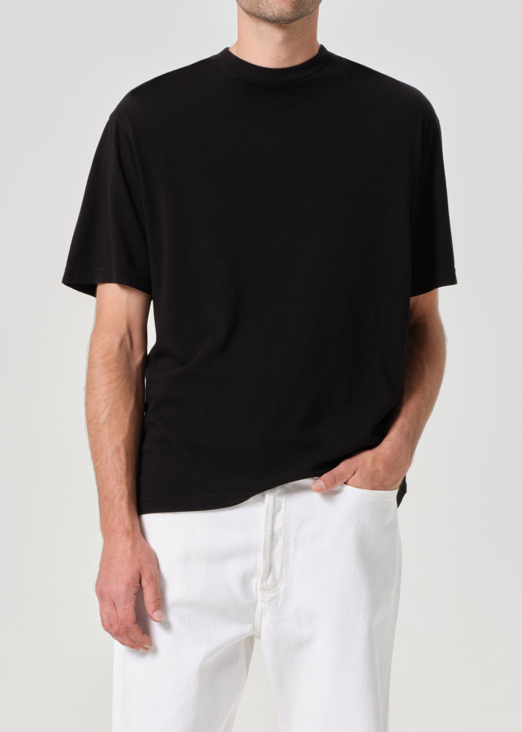 Asha Mock Neck Tee in Black