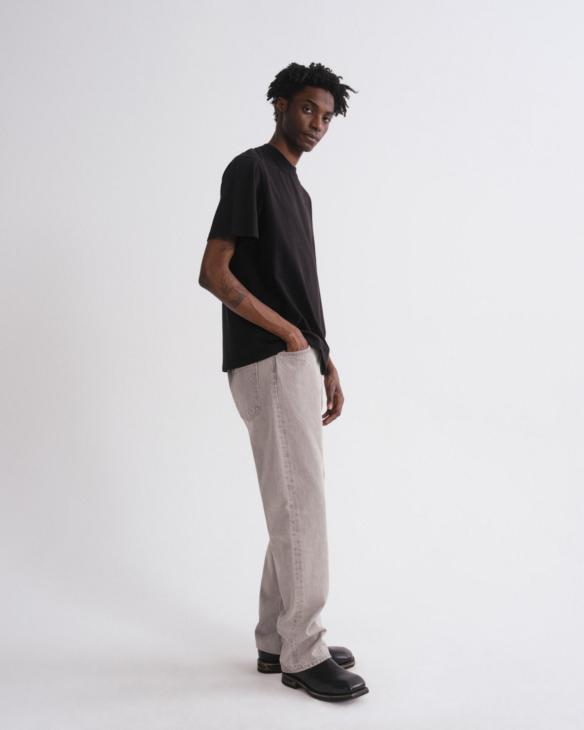 Asha Mock Neck Tee in Black