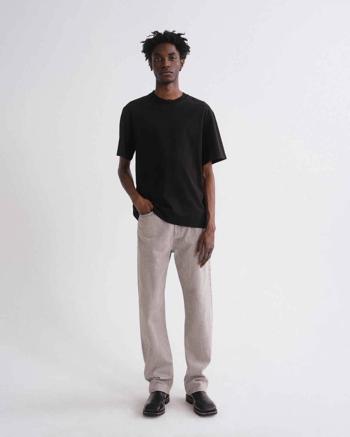 Asha Mock Neck Tee in Black