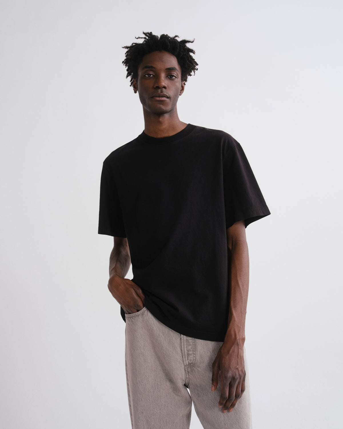 Asha Mock Neck Tee in Black