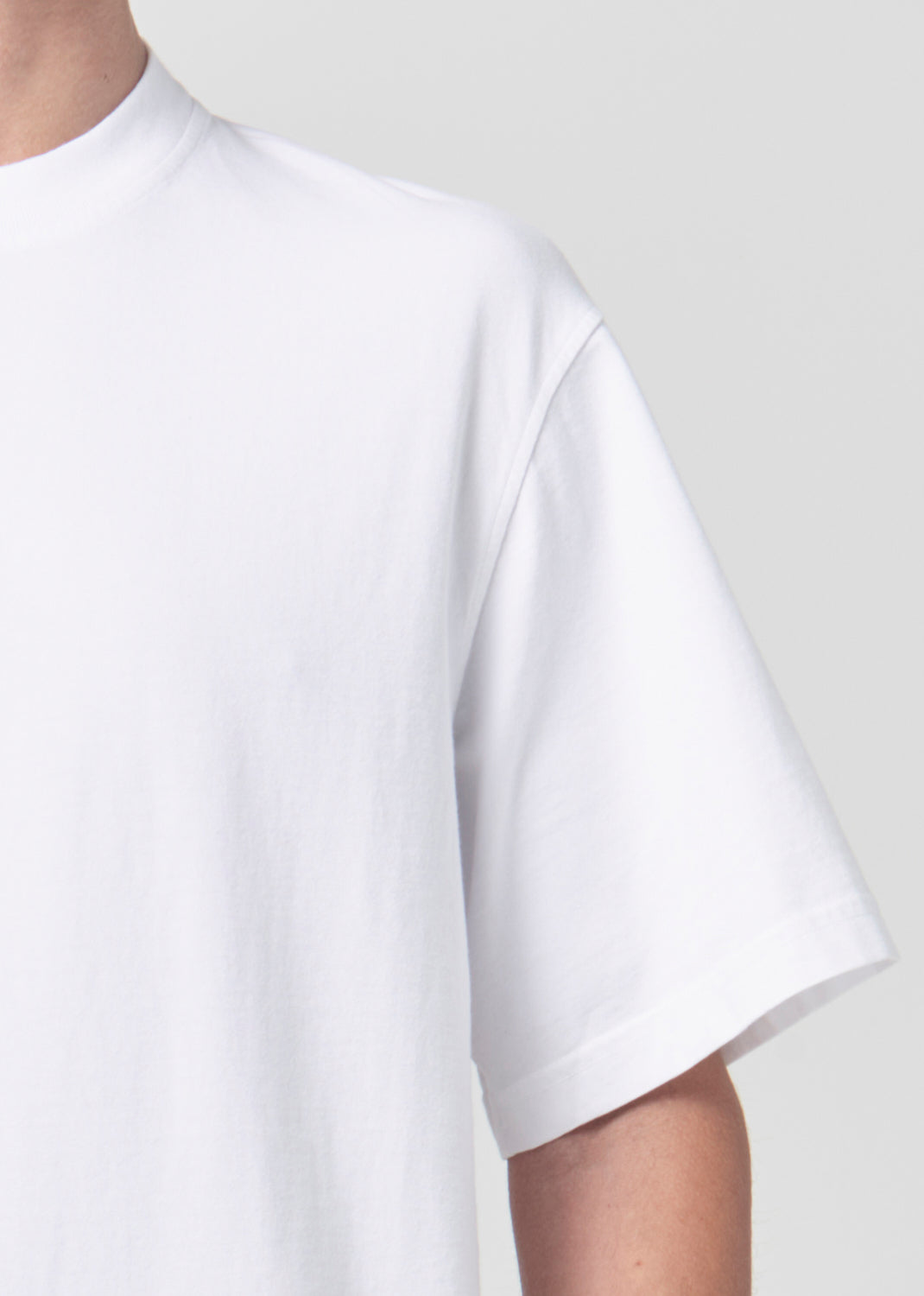 Asha Mock Neck Tee in White close up