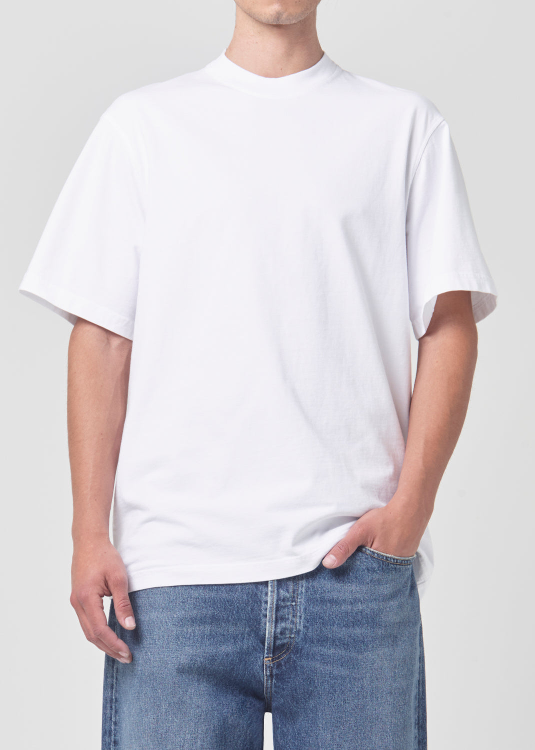 Asha Mock Neck Tee in White front