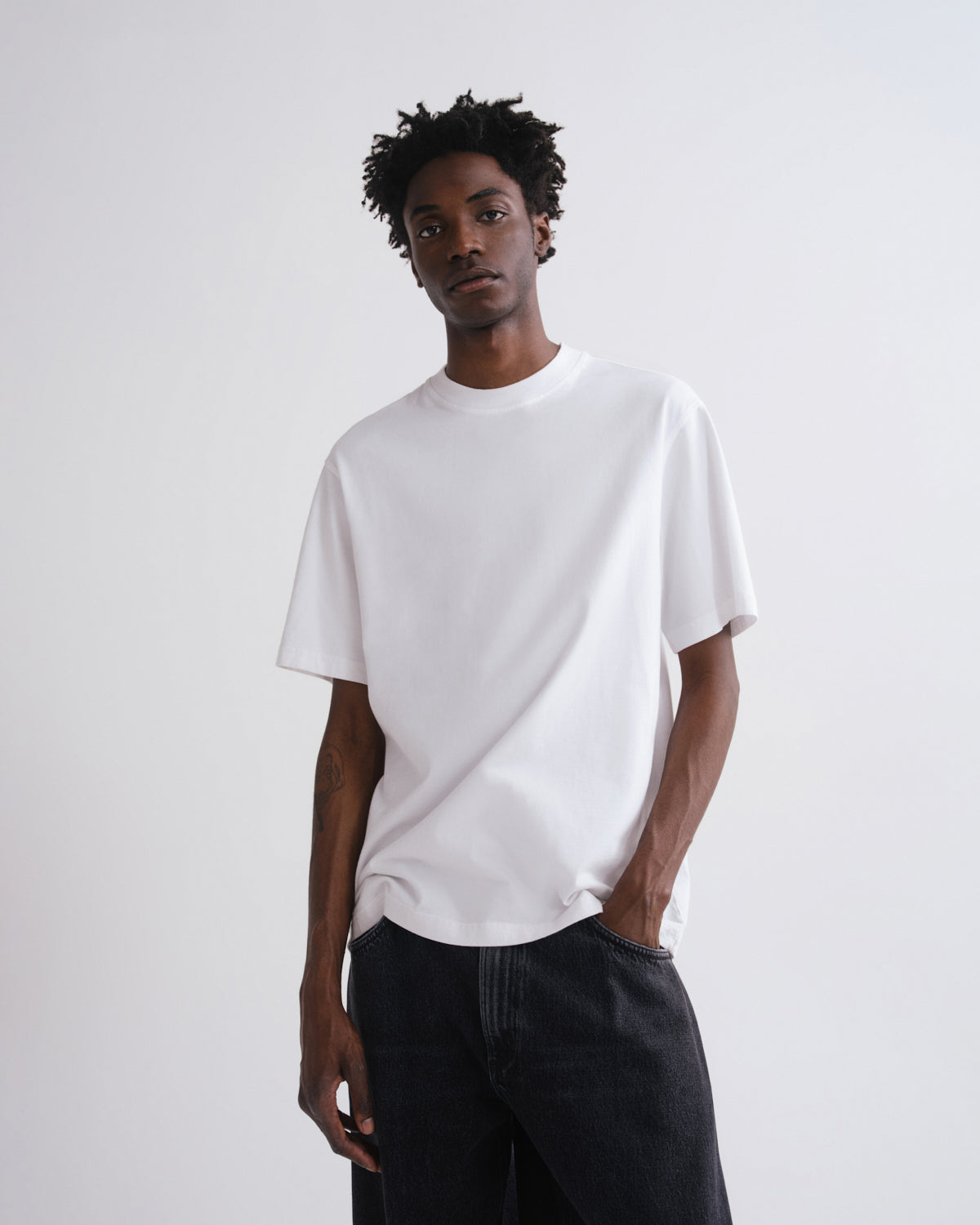 Asha Mock Neck Tee in White