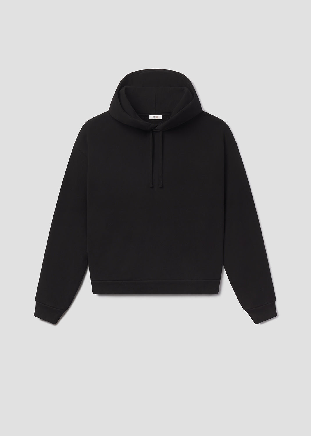 Black hoodie on a light gray background